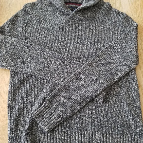 Mens American Eagle Athletic Fit Shawl Neck Sweater Gray Heather Wool Blend M - Picture 3 of 8